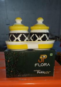 JP Flora Hand Painted 2 Pcs Pickle Jar