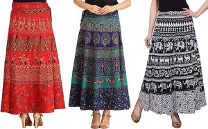 Printed Ladies Cotton Long Skirt, Color : Multicolor