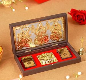 999 Silver Gods Ganesh Laxmi Saraswati ji Double Charan Paduka Momento with Natural Fragrance