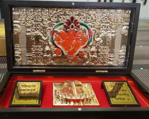 999 Silver Gods Siddhi Vinayak ji Double Charan Paduka Momento with Natural Fragrance