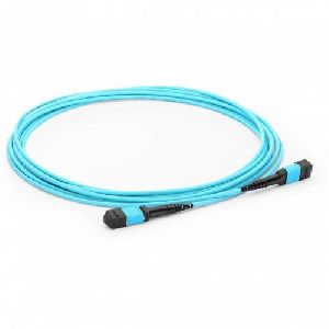 12 Fiber Mpo Female Trunk Cable, Om3, Multimode, Aqua, Polarity B.