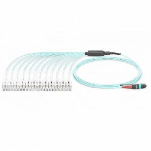 24 Fiber Mm Om3 Mpo Lc Break Out Cable with Pulling Eye, Push Pull Uniboot Connector, Polarity A