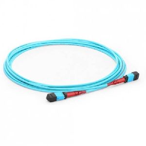 24 Fiber Mpo Trunk Cable, Female Om3, Low Loss OFNP Multimode, Aqua, Polarity A