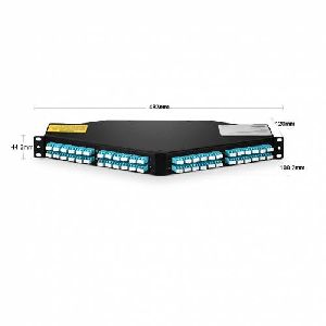 96 Fiber 1U Angled High Density Odf Patch Panel Loaded With 8 Nos Mm Om3 12 Fiber Mpo Lc Breakout