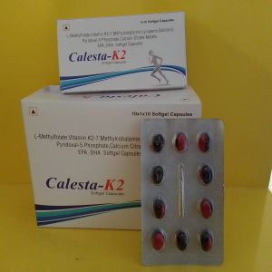 L-Methyfolate Vitamin K2-7 Methylcobalamin, Pyridoxal-5 Phosphate, Lycopene, Calcium CitrateMalatee,Calcitriol,EPA &DHCalesta-K2 Softgel Capsules