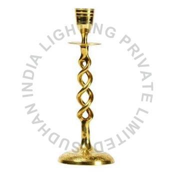 Sudhan India Round Yellow Polished Traditional Plain brass artistic twisted candle holder