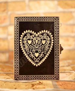 Heart Design Leather Cover Journal with Lock
