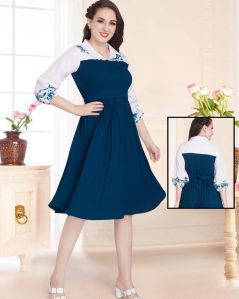 Blue Plain Short Dresses for Ladies, Size: S-XL at Rs 325/piece in Surat