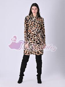 Womens Leopard Embellished Shirt Dress