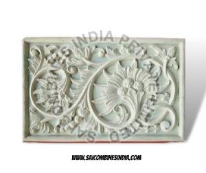 FLOWER CARVING WHITE MARBLE STONE WALL PANEL