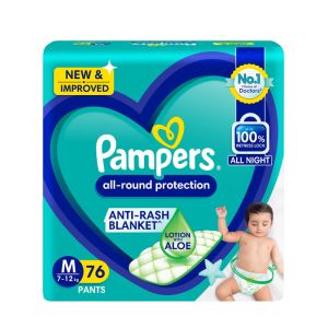 Pampers All round Protection Pants, Medium size baby diapers (7-12kg) 76 Count 