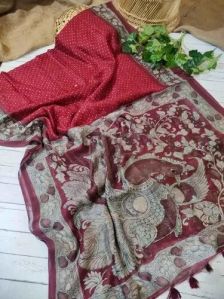 Linen Kalamkari Saree