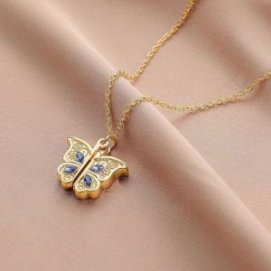 Gold Plated Openable Butterfly Pendant Necklace