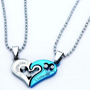 Silver Chain Stainless Steel Heart Shape Pendant Necklace
