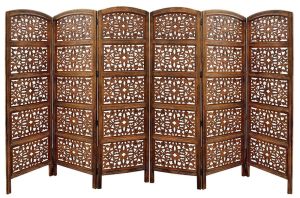wooden screen 6 panel foldable partition  with  round head