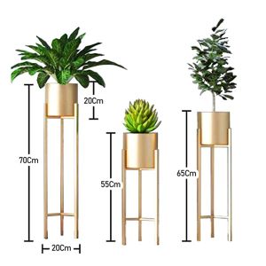 Golden Planter Set with Stand
