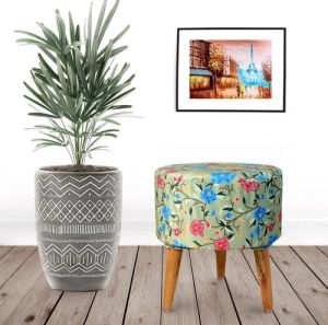 Floral Print Wooden Stool
