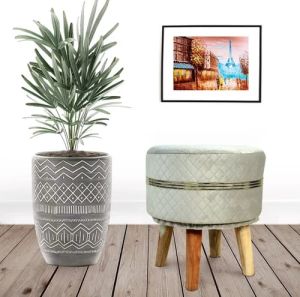 Grey Gold Wooden Stool