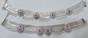 Party Wear Silver Anklets