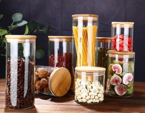 Transparent Food Storage Canister Safe Clear Borosilicate Glass Jar