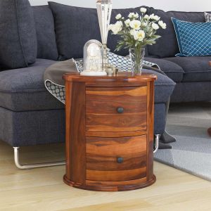 Barrel Solid Wood Bedside Table