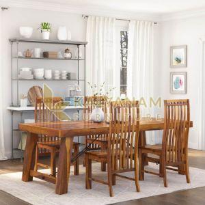 Foldable Solid Wood 4 Seater Dining Table Set