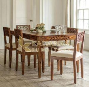Octane Solid Wood 6 Seater Dining Table Set