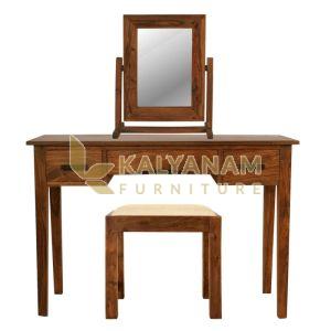 Rockford Solid Wood Dressing Table Set with Stool