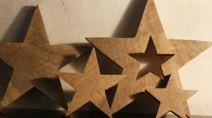 Set of 4 Wooden Hanging Stars