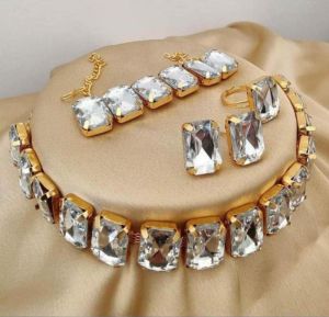 silver oxidised bracelet ring choker necklace set