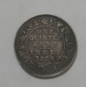 one quarter anna 1936 silver coin