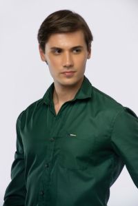 Mens Green Stretchable Full Sleeves Shirt