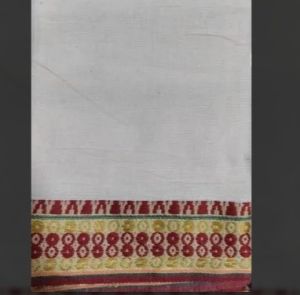 Embroidered Border Cotton Grey Fabric