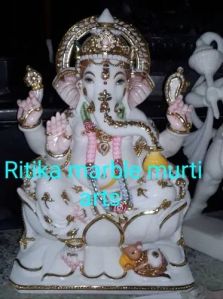 18 Inch Marble Glossy Ganesh Statue