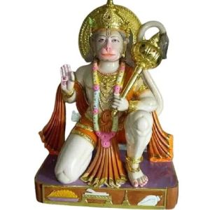 2.8 Feet Marble Glossy Hanuman Statue