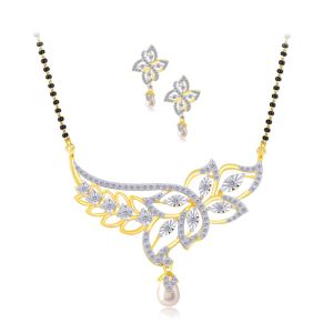 Poised Floral Diamond Mangalsutra Set