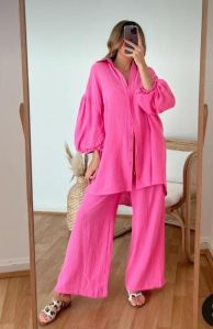 Plain Pink Women Co Ord Set