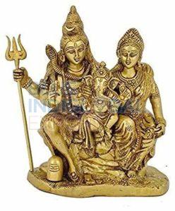 Polished Brass Shiv Parivar Statue, For Worship, Temple, Office, Home, Pattern : Printed, Carved