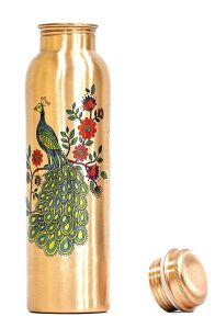 Peacock Printed Copper Water bottle