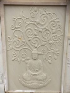 Mahatma Buddha Sandstone Wall Panel