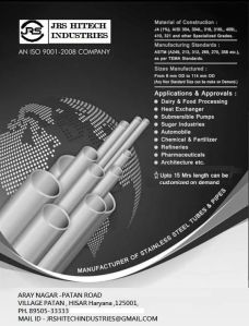 Mfg of stainless steel pipes and tubes