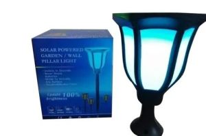 Solar Powered Garden Wall Pillar Light, Color : Black