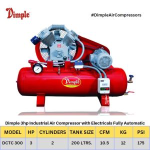 3HP DOUBLE CYLINDER, DOUBLE STAGE INDUSTRIAL AIR COMPRESSOR