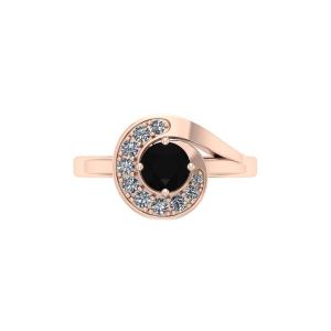 14k Rose Gold Halo Wrap Black Diamond Whirlwind Engagement Ring