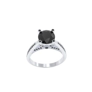 2 Carat 10k White Gold Black Diamond Ring