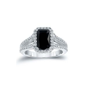 Adorable 2 Carat Black Emerald Cut Diamond Ring