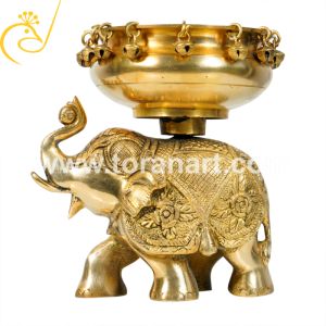 6x6 HATHI Brass Ghungroo Urli Bowl