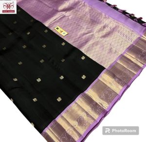 Pure Kanchipuram Silk in Black color Saree