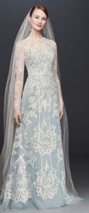 Illusion Lace Long-Sleeve Sheath Wedding Dress