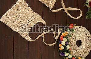 Natural Cotton Crochet Shoulder Bag